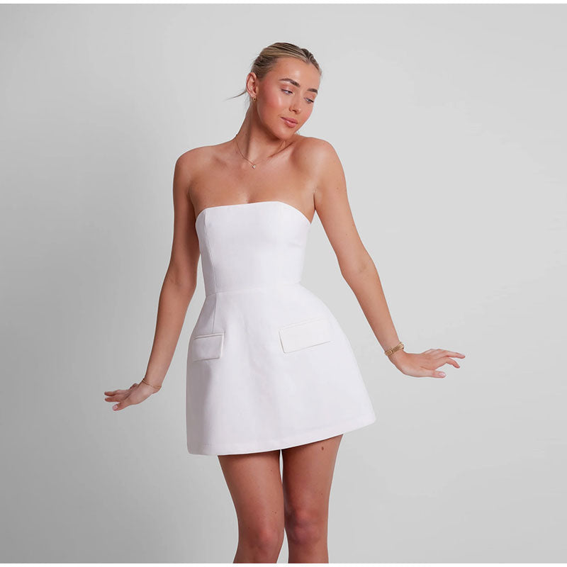 Sol · Vestido corto sin tirantes – Silvia Morel