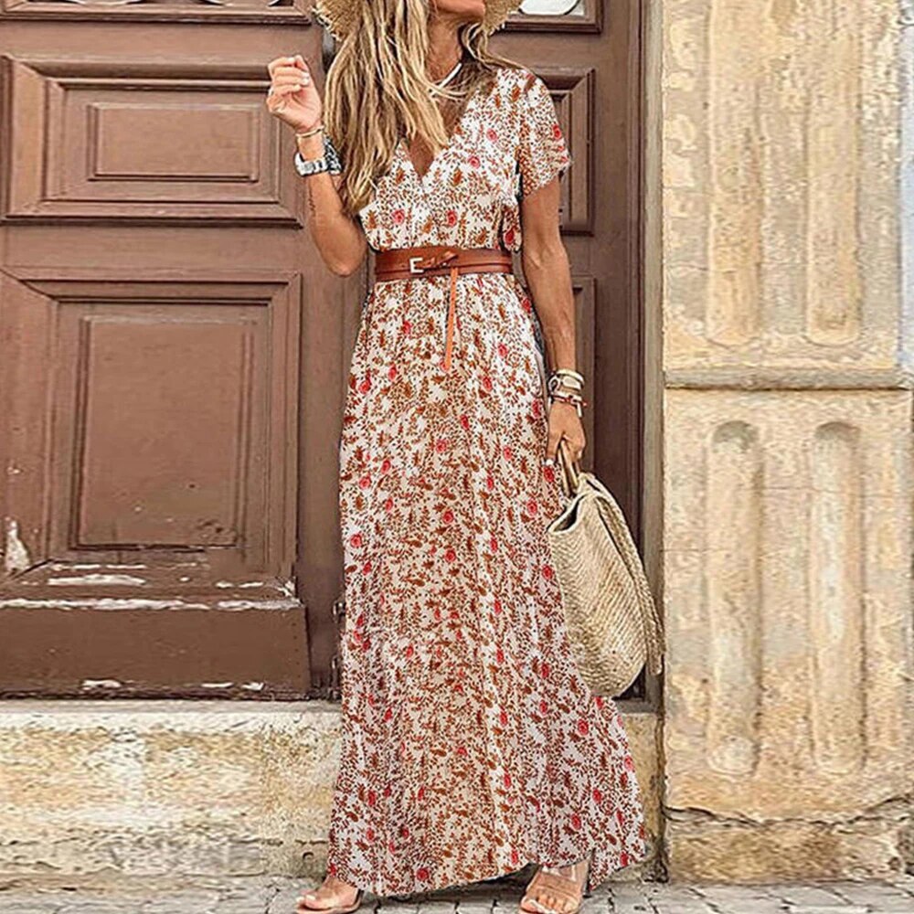 Clotilde · Vestido bohemio en tonos tierra – Silvia Morel