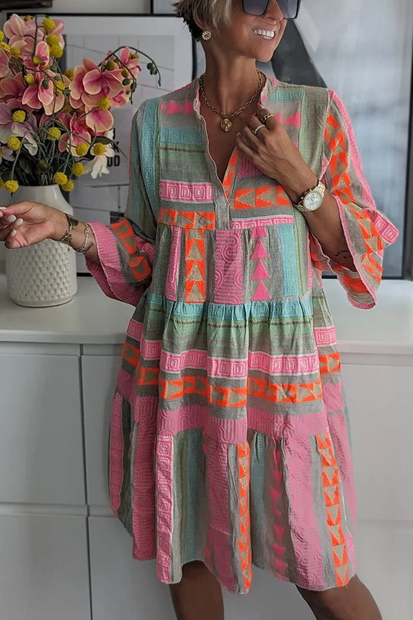 Irene · Vestido midi rosa con volantes – Silvia Morel
