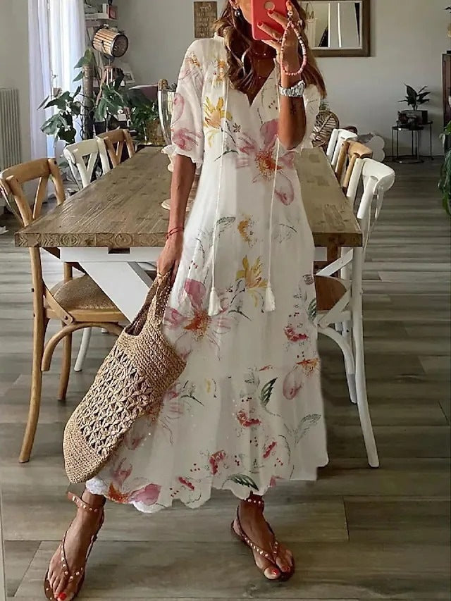 Blanca · Vestido largo con volantes – Silvia Morel