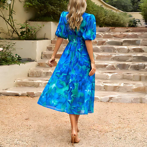 Leonora · Vestido midi con mangas abullonadas – Silvia Morel