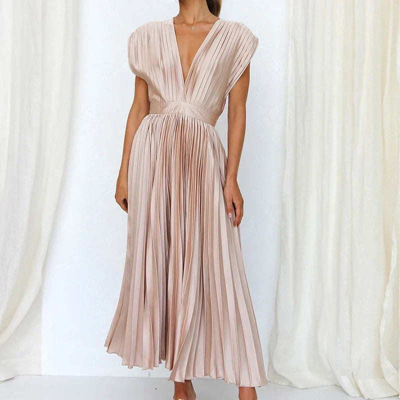 Delfa · Vestido plisado sin mangas con cremallera – Silvia Morel