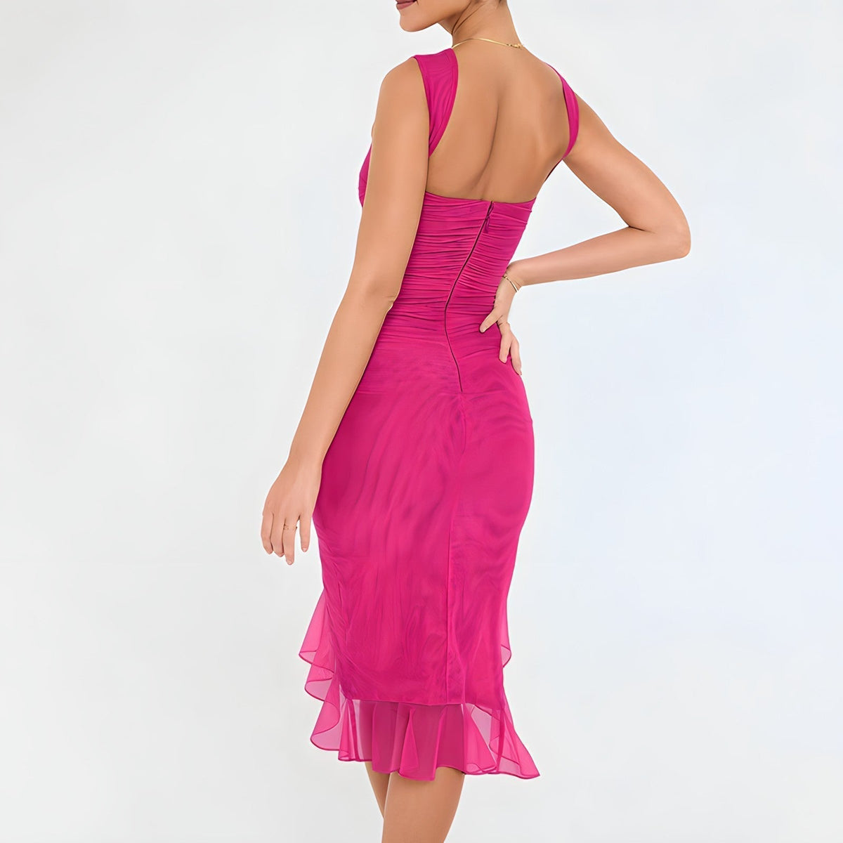 Amalia · Vestido ajustado con volantes – Silvia Morel