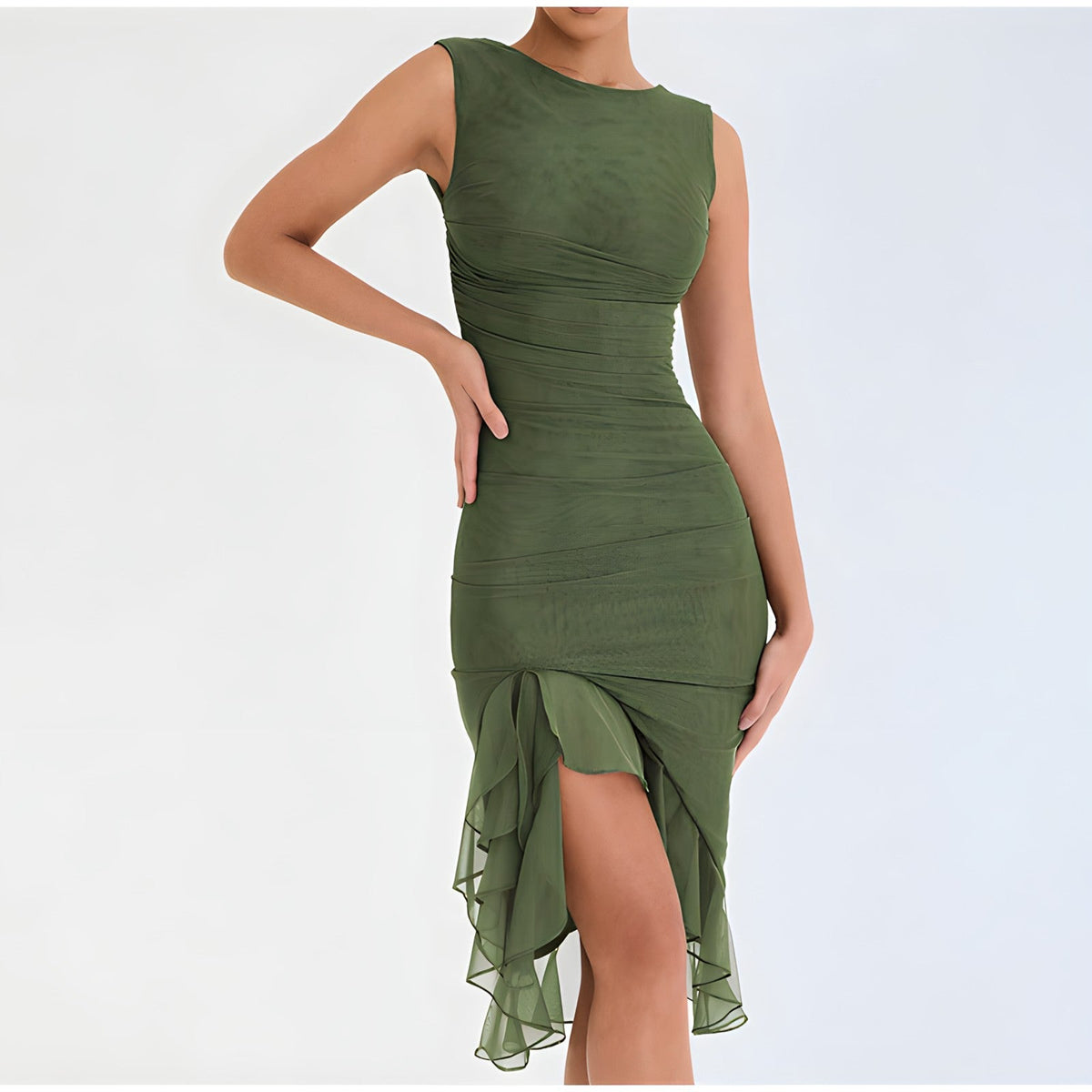 Amalia · Vestido ajustado con volantes – Silvia Morel