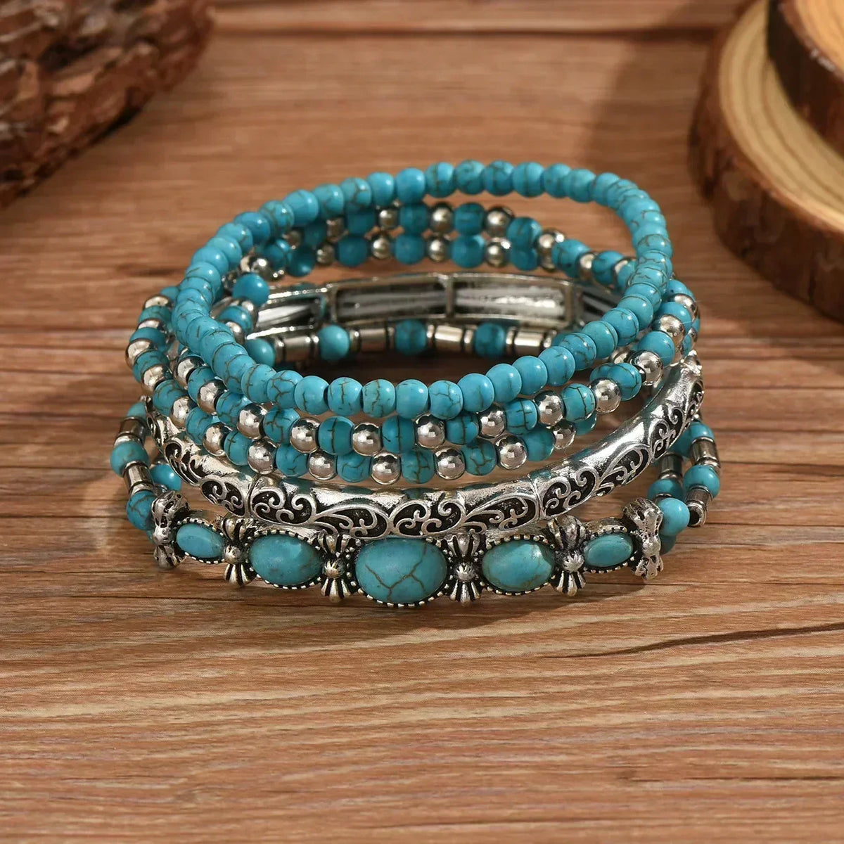 Turquesa · Set de 5 pulseras boho – Silvia Morel