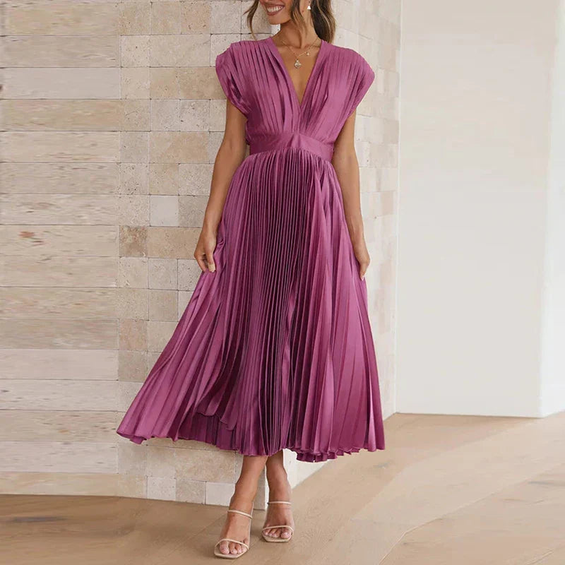 Delfa · Vestido plisado sin mangas con cremallera – Silvia Morel