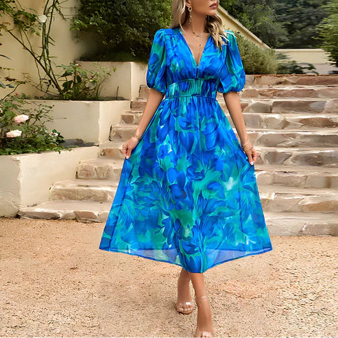 Leonora · Vestido midi con mangas abullonadas – Silvia Morel