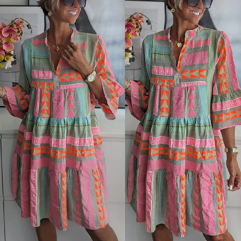 Irene · Vestido midi rosa con volantes – Silvia Morel
