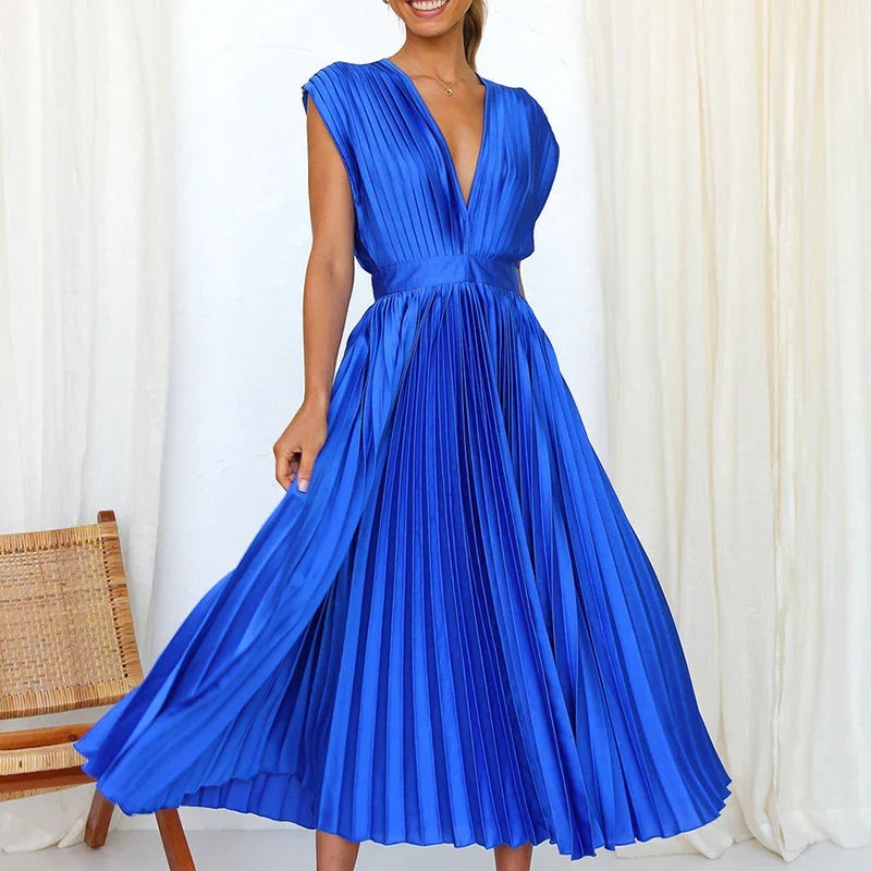 Delfa · Vestido plisado sin mangas con cremallera – Silvia Morel