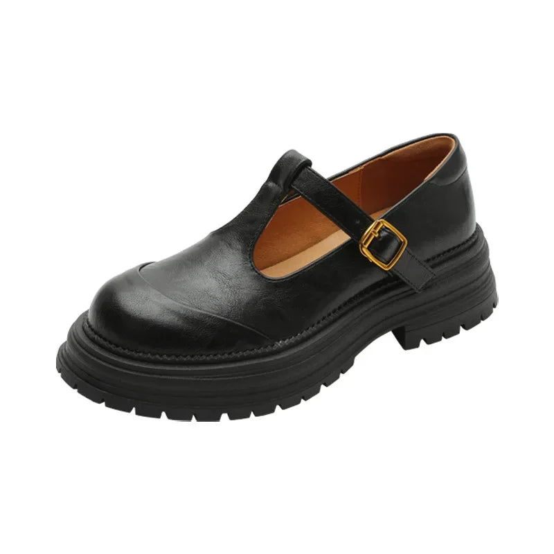 Nieves · Zapatos Mary Jane con hebilla dorada – Silvia Morel