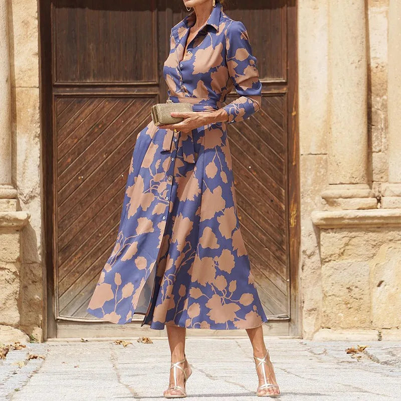 Leonela · Vestido morado con escote en V – Silvia Morel