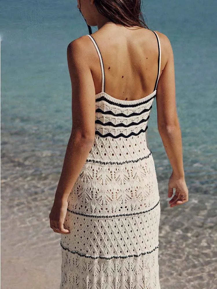 Minerva · Vestido largo blanco de punto fino – Silvia Morel