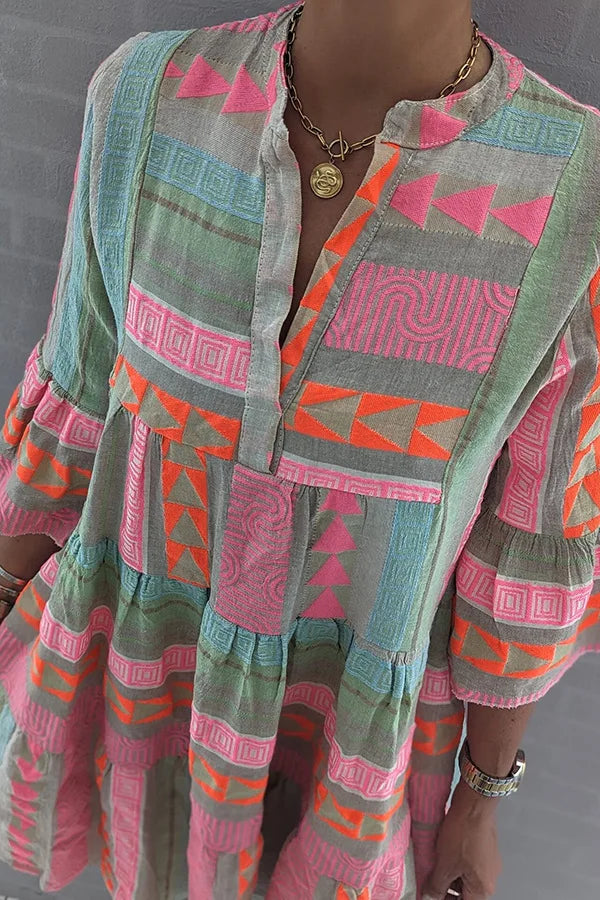 Irene · Vestido midi rosa con volantes – Silvia Morel
