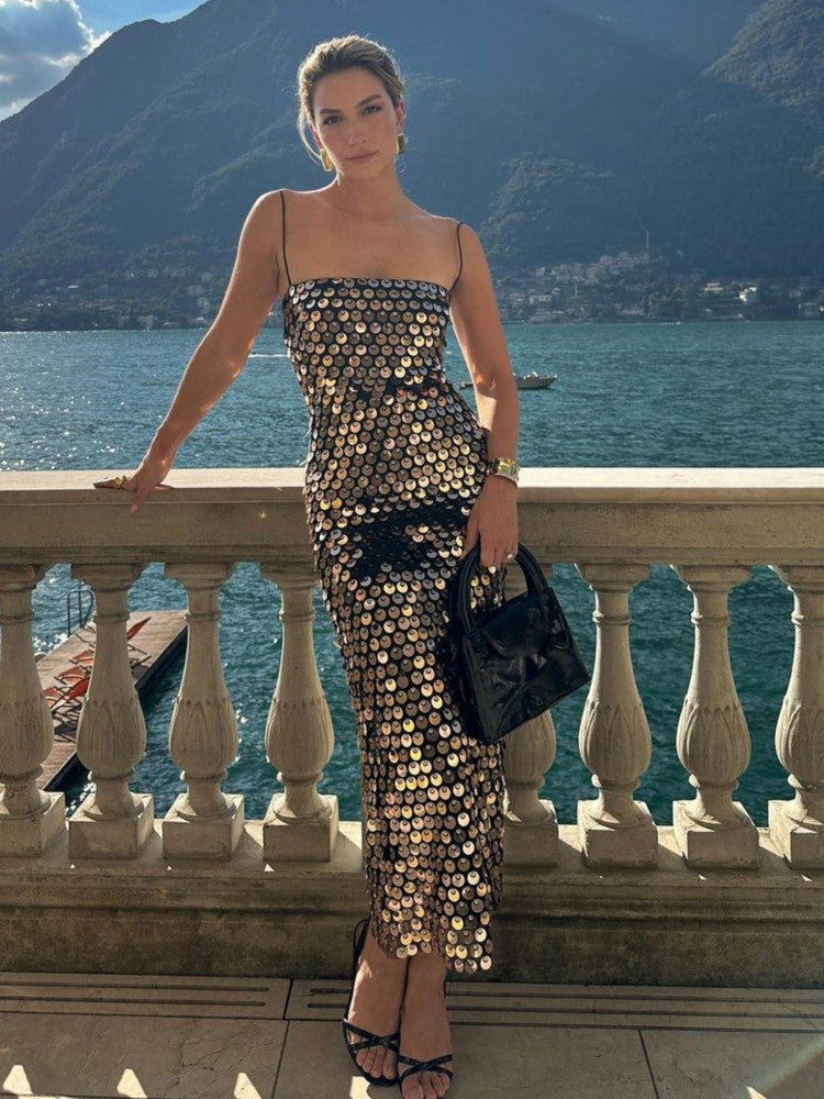 Triana · Vestido midi de lentejuelas – Silvia Morel