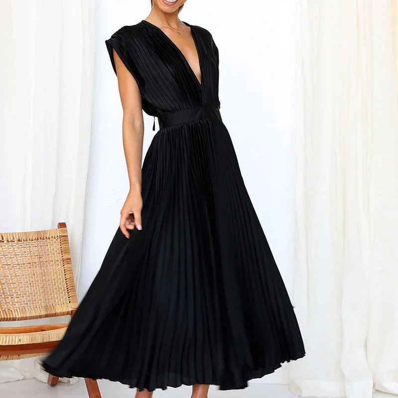 Delfa · Vestido plisado sin mangas con cremallera – Silvia Morel