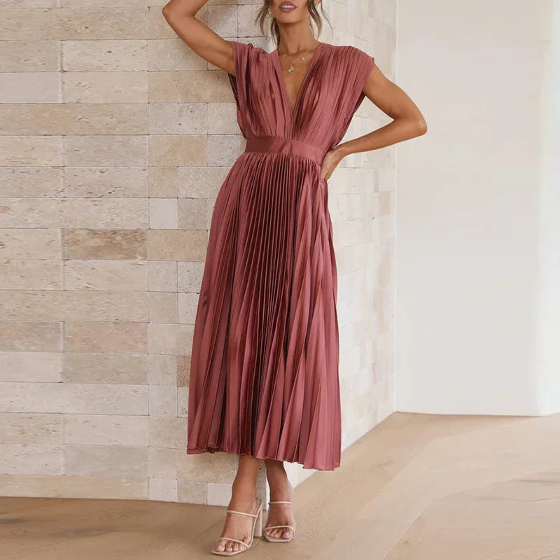 Delfa · Vestido plisado sin mangas con cremallera – Silvia Morel