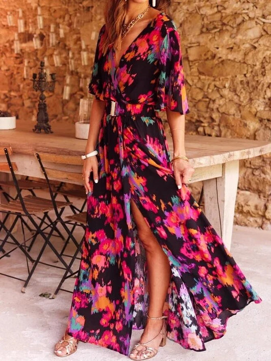 Tecla · Vestido largo con cinturón – Silvia Morel