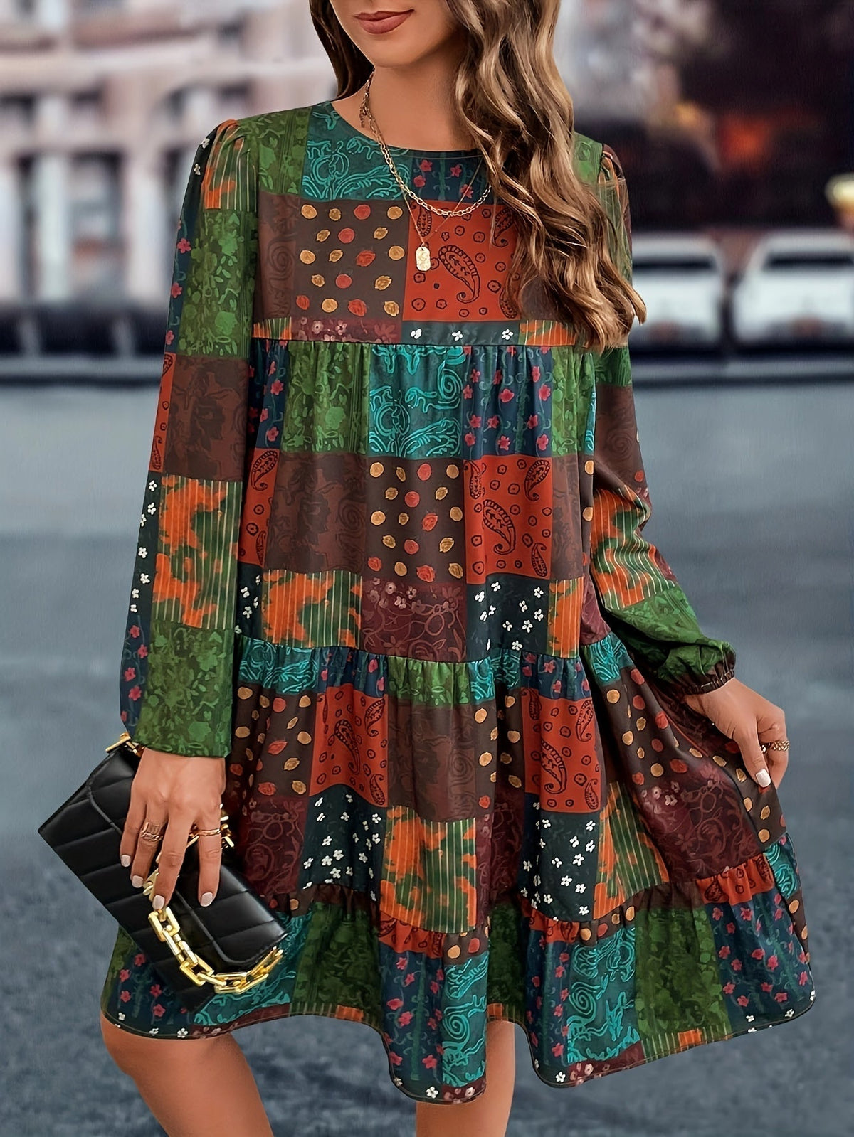 Fabia · Vestido estampado de manga larga – Silvia Morel