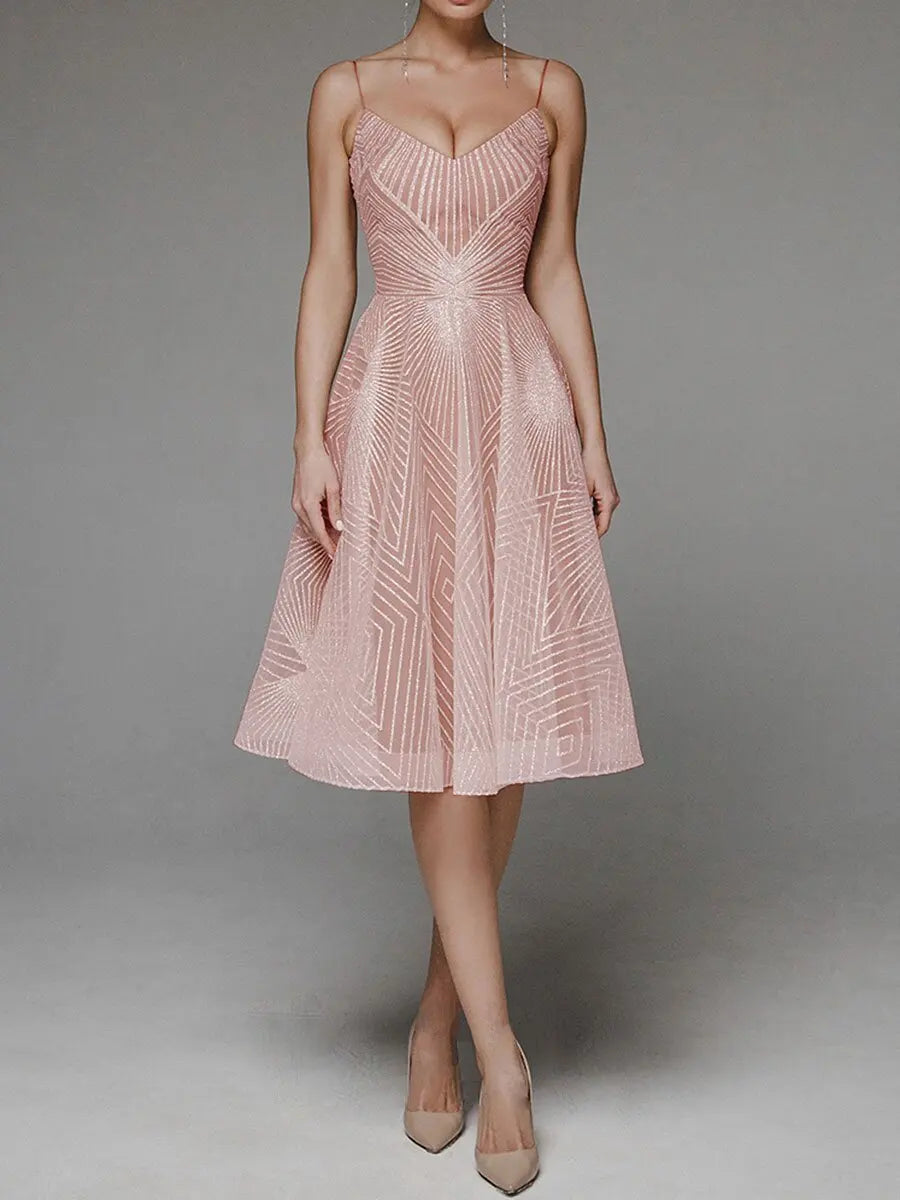 Marlen · Vestido midi de lentejuelas geométricas – Silvia Morel