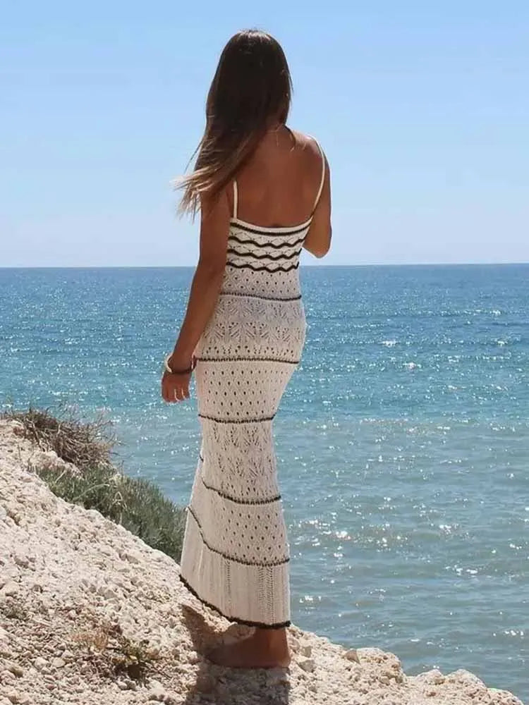 Minerva · Vestido largo blanco de punto fino – Silvia Morel