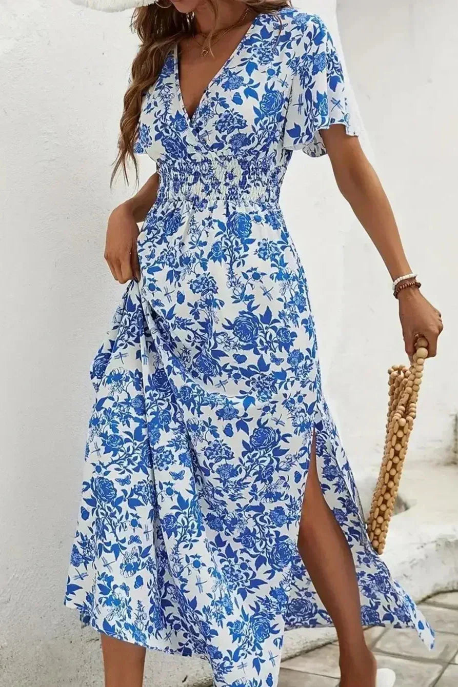 Azulejo · Vestido largo floral bohemio azul – Silvia Morel