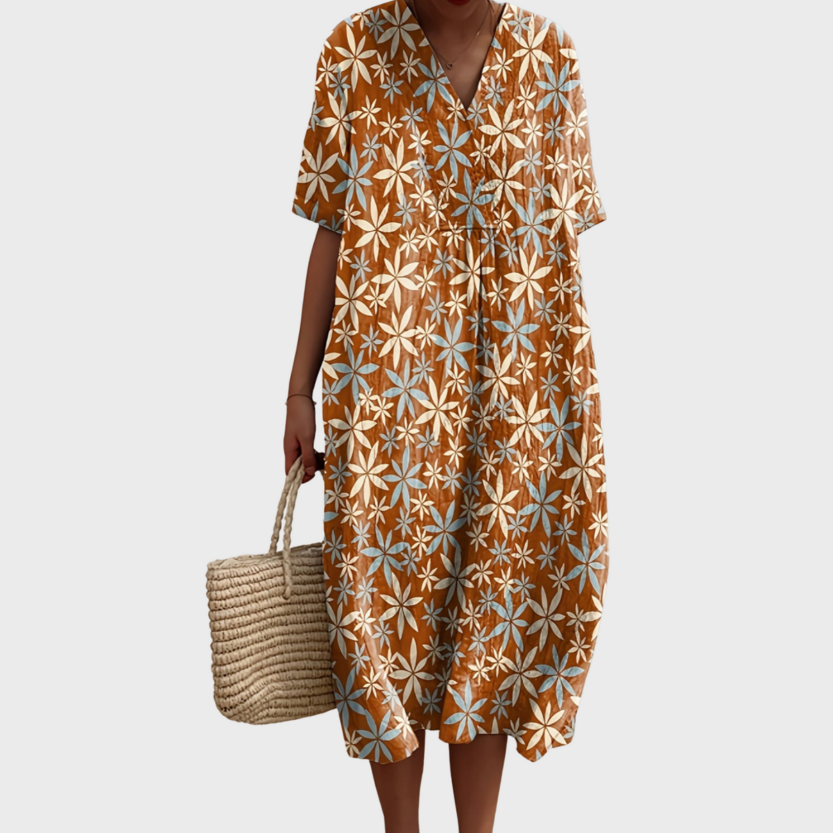 Retama · Vestido estampado fluido – Silvia Morel