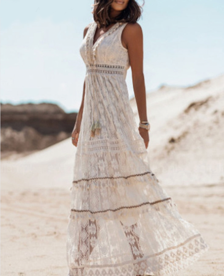 Nube Blanca · Vestido bohemio claro – Silvia Morel