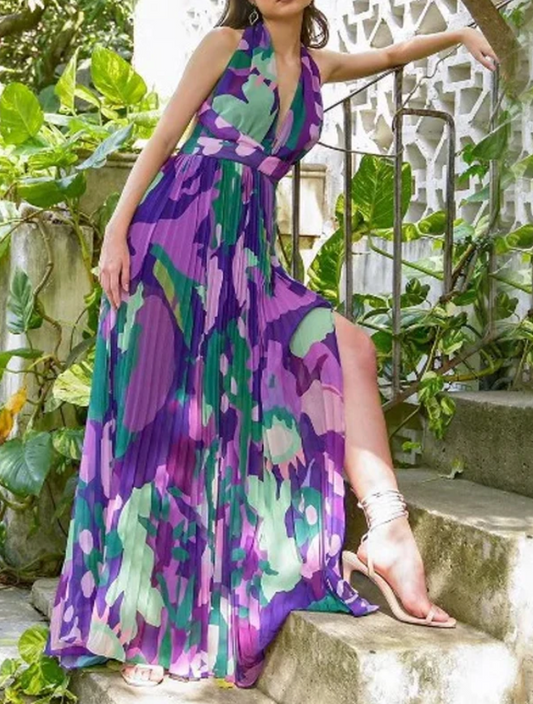 Ignacia · Vestido largo de pliegues profundos – Silvia Morel