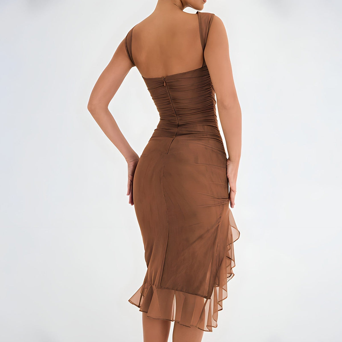 Amalia · Vestido ajustado con volantes – Silvia Morel