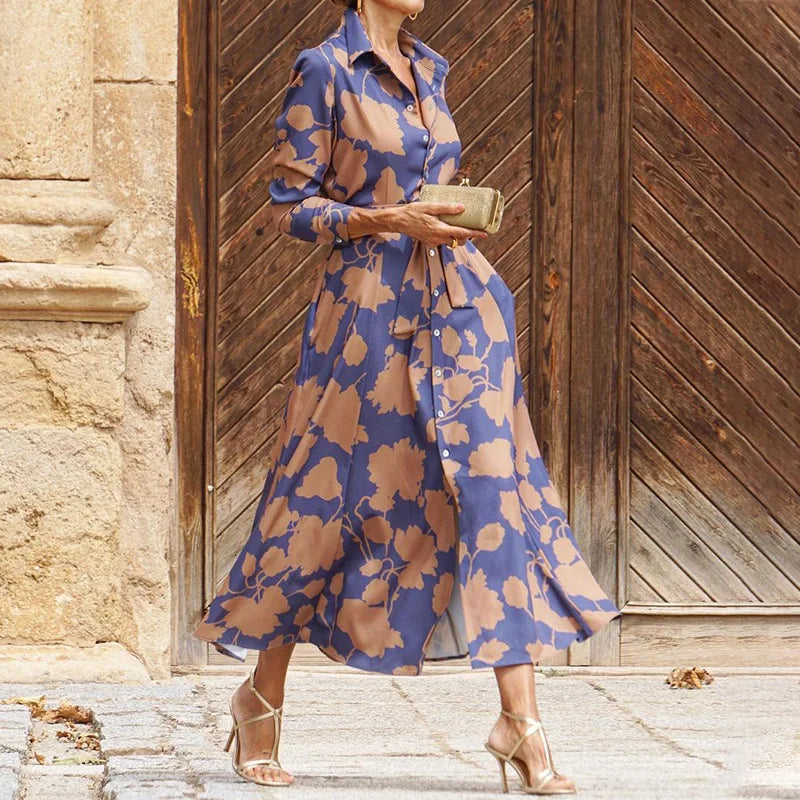 Leonela · Vestido morado con escote en V – Silvia Morel