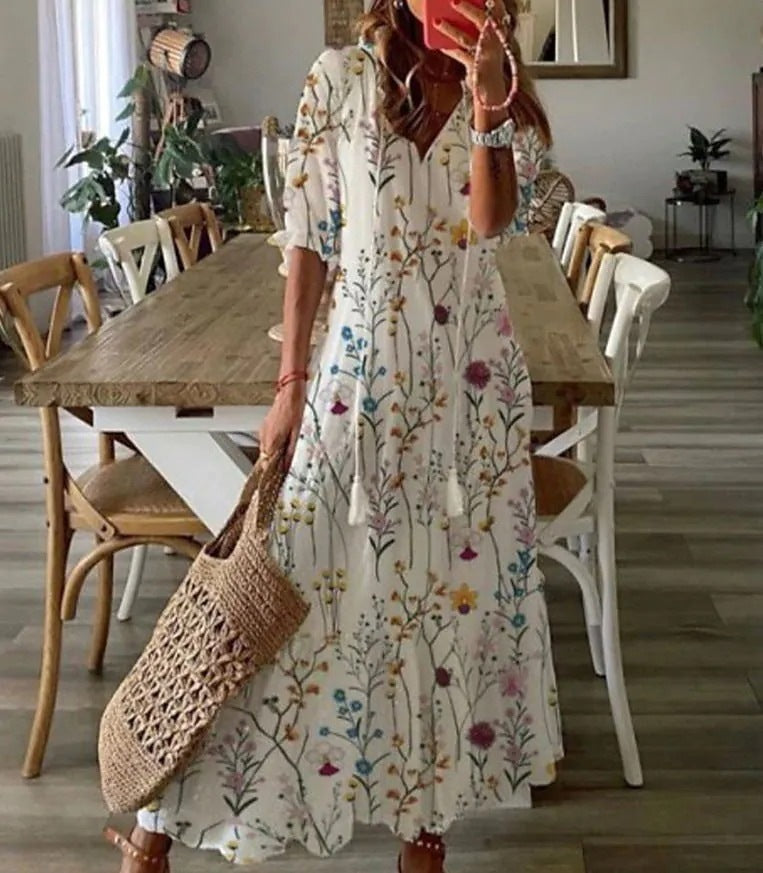 Blanca · Vestido largo con volantes – Silvia Morel