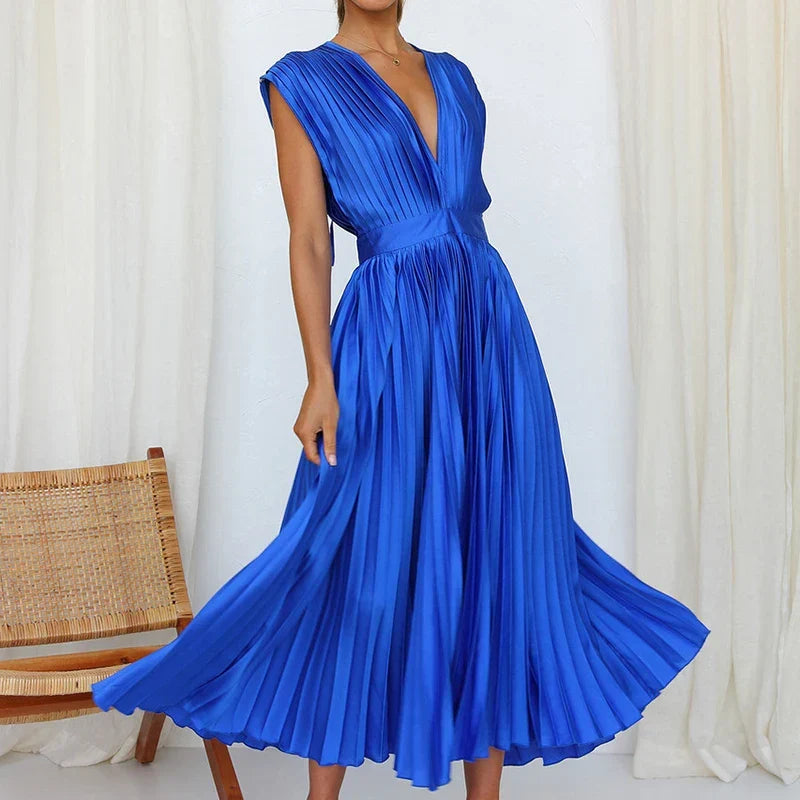 Delfa · Vestido plisado sin mangas con cremallera – Silvia Morel