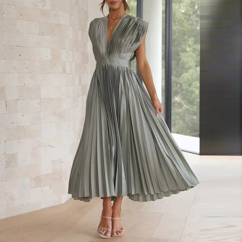 Delfa · Vestido plisado sin mangas con cremallera – Silvia Morel