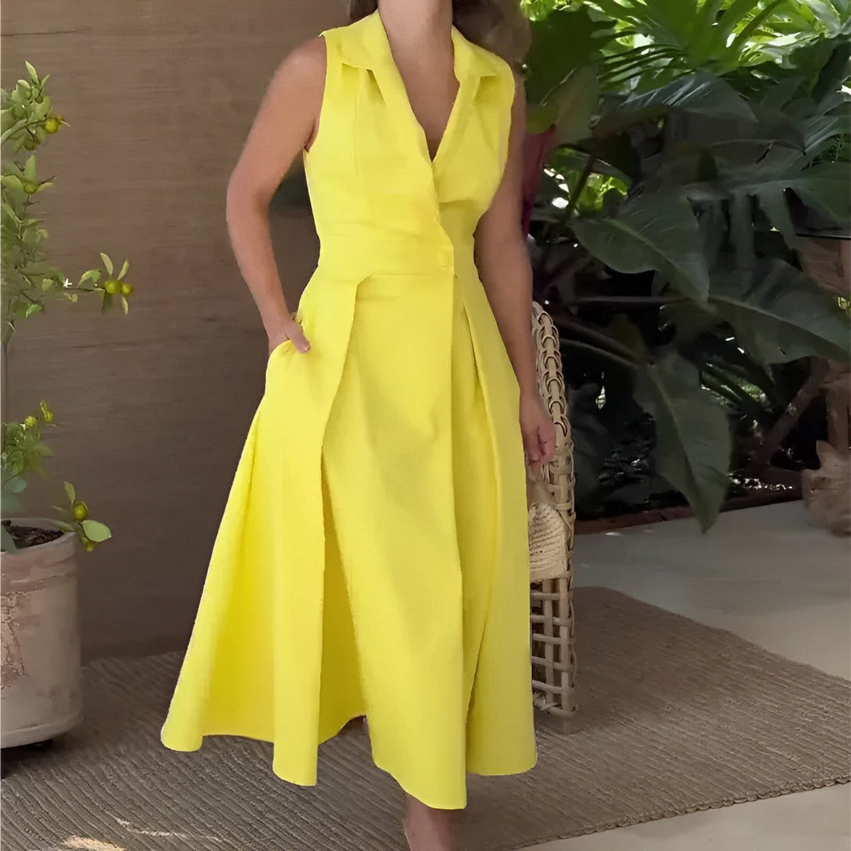 Rafaela · Vestido estilo blazer sin mangas – Silvia Morel