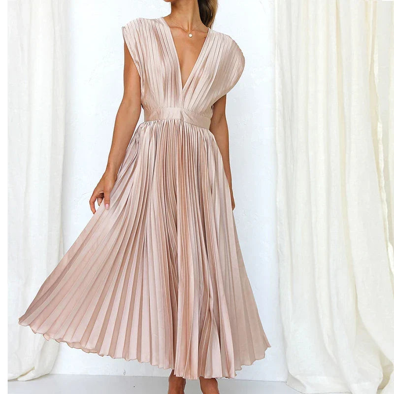 Delfa · Vestido plisado sin mangas con cremallera – Silvia Morel