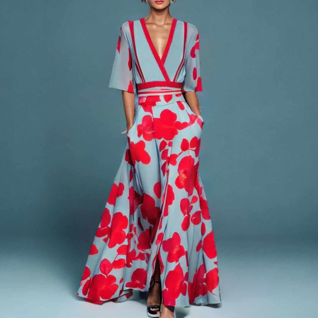 Rocío · Vestido largo cruzado floral – Silvia Morel