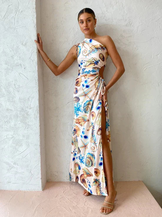 Sabina · Vestido largo de estampado marino – Silvia Morel