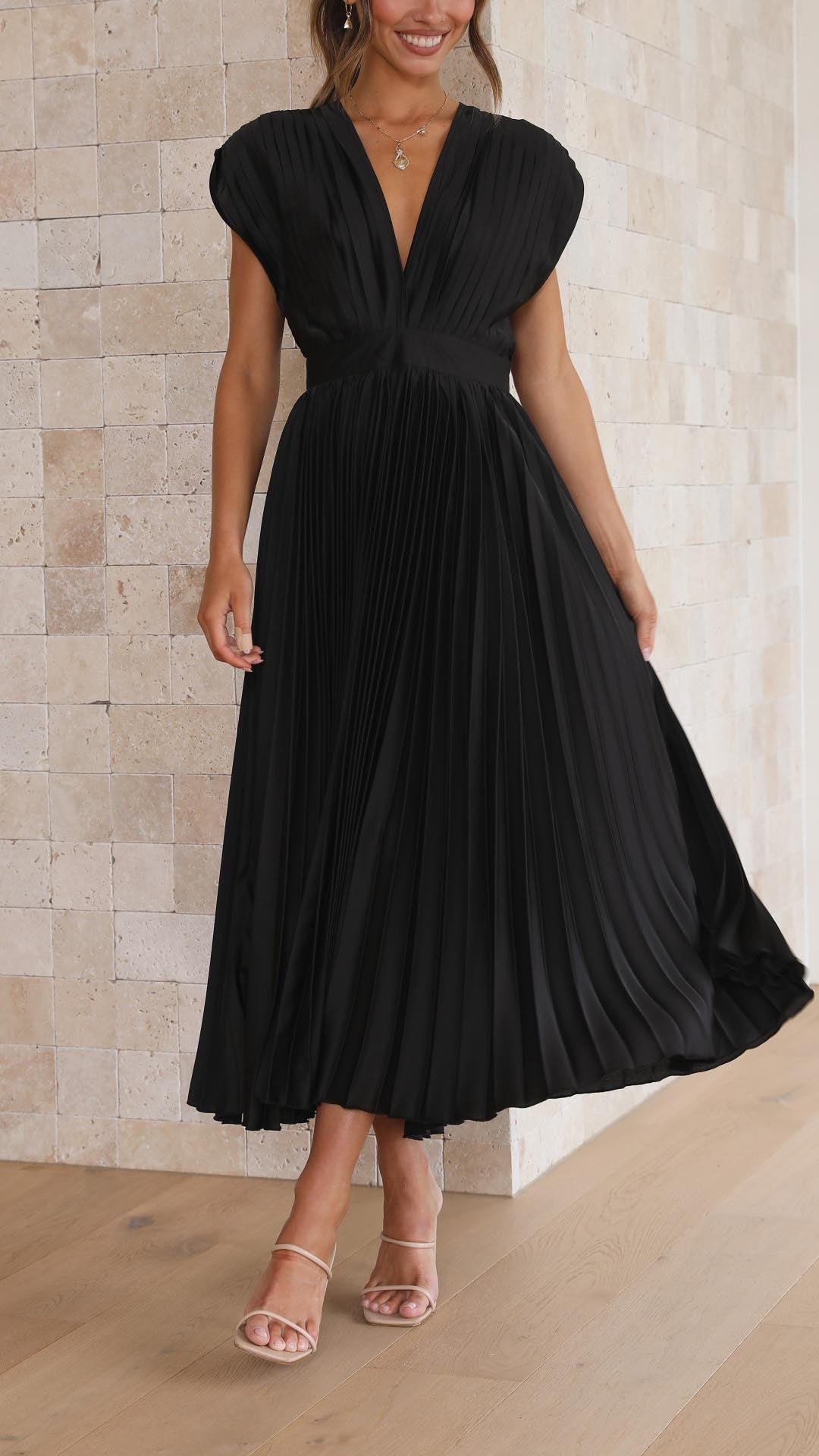 Juana · Vestido largo plisado drapeado – Silvia Morel