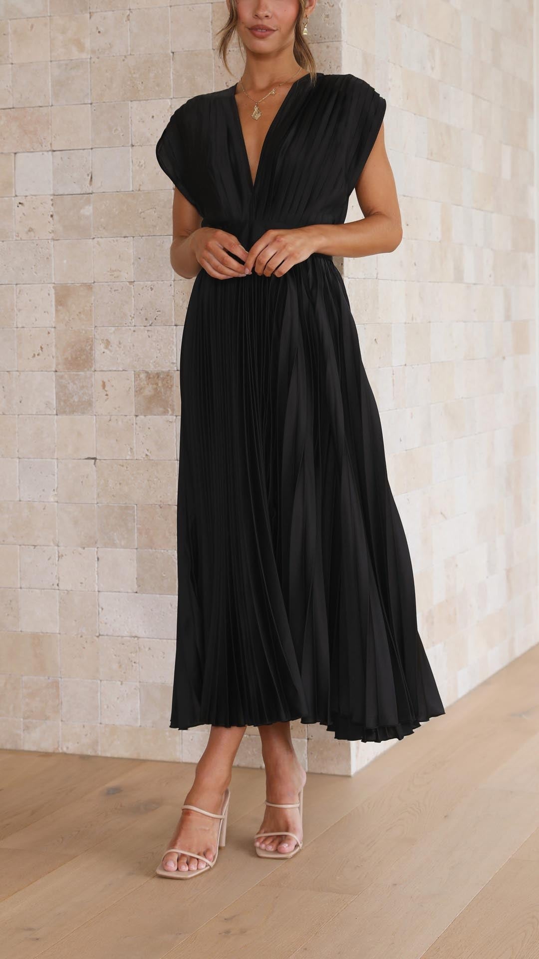 Juana · Vestido largo plisado drapeado – Silvia Morel