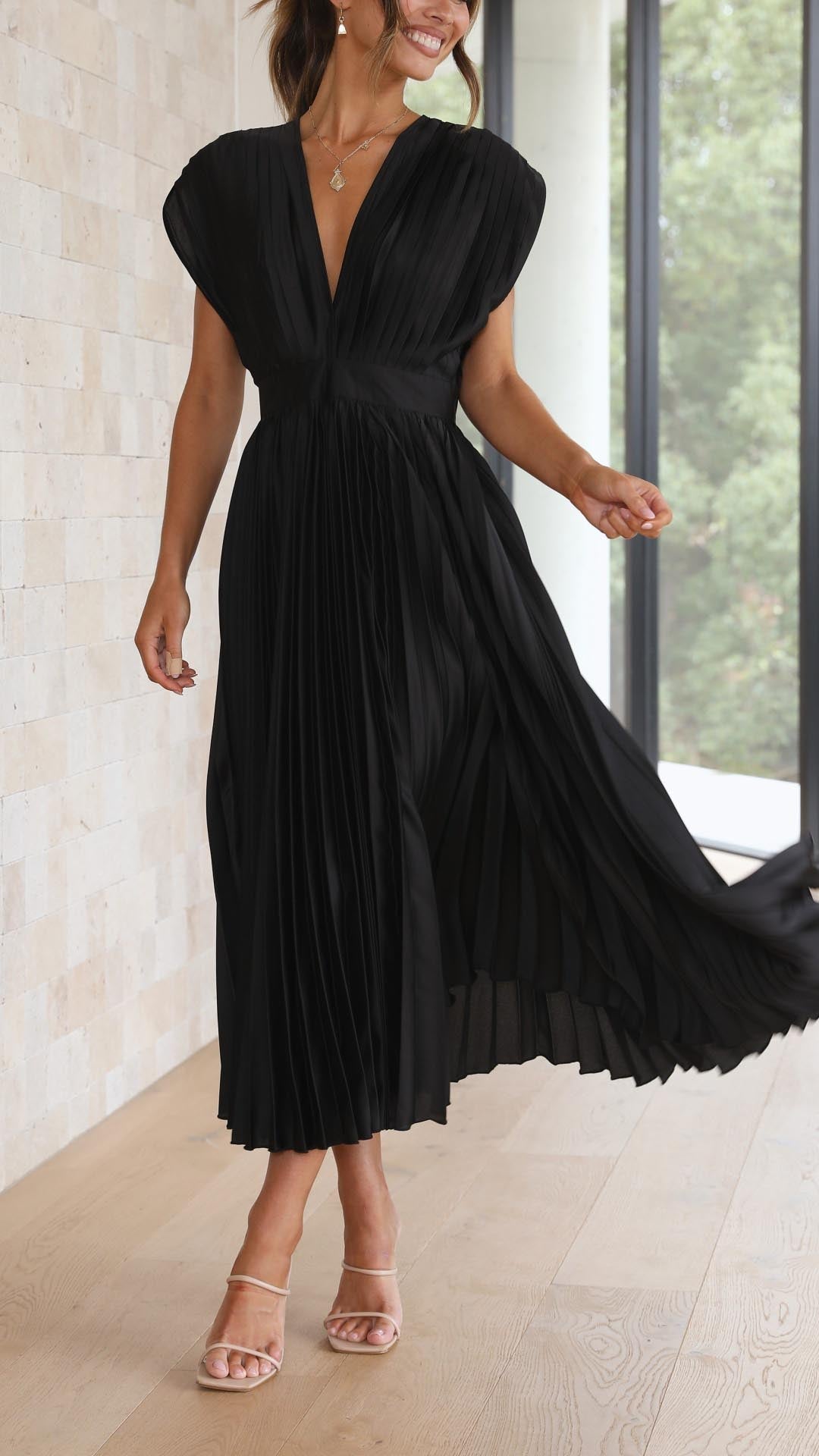 Juana · Vestido largo plisado drapeado – Silvia Morel