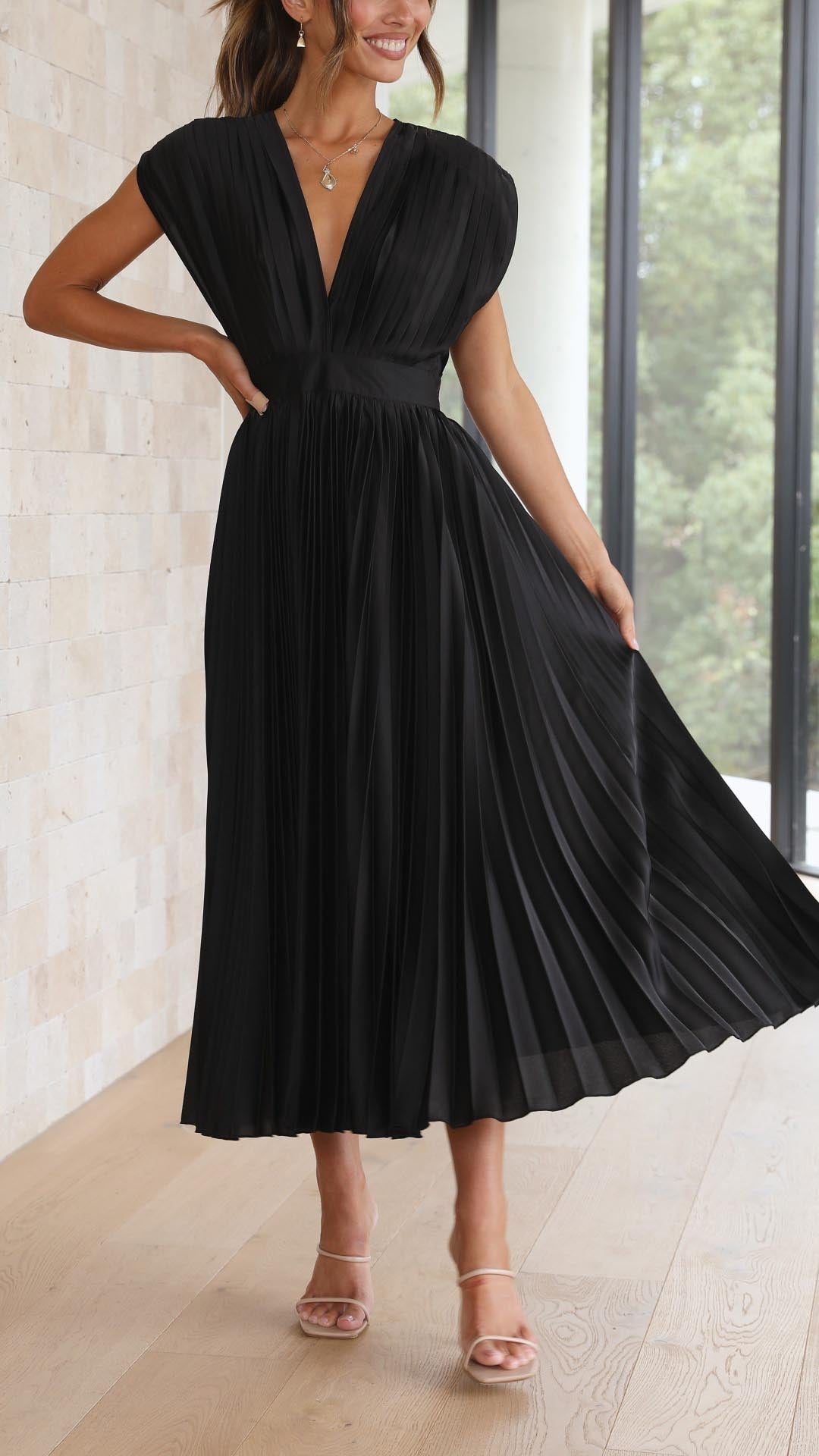 Juana · Vestido largo plisado drapeado – Silvia Morel