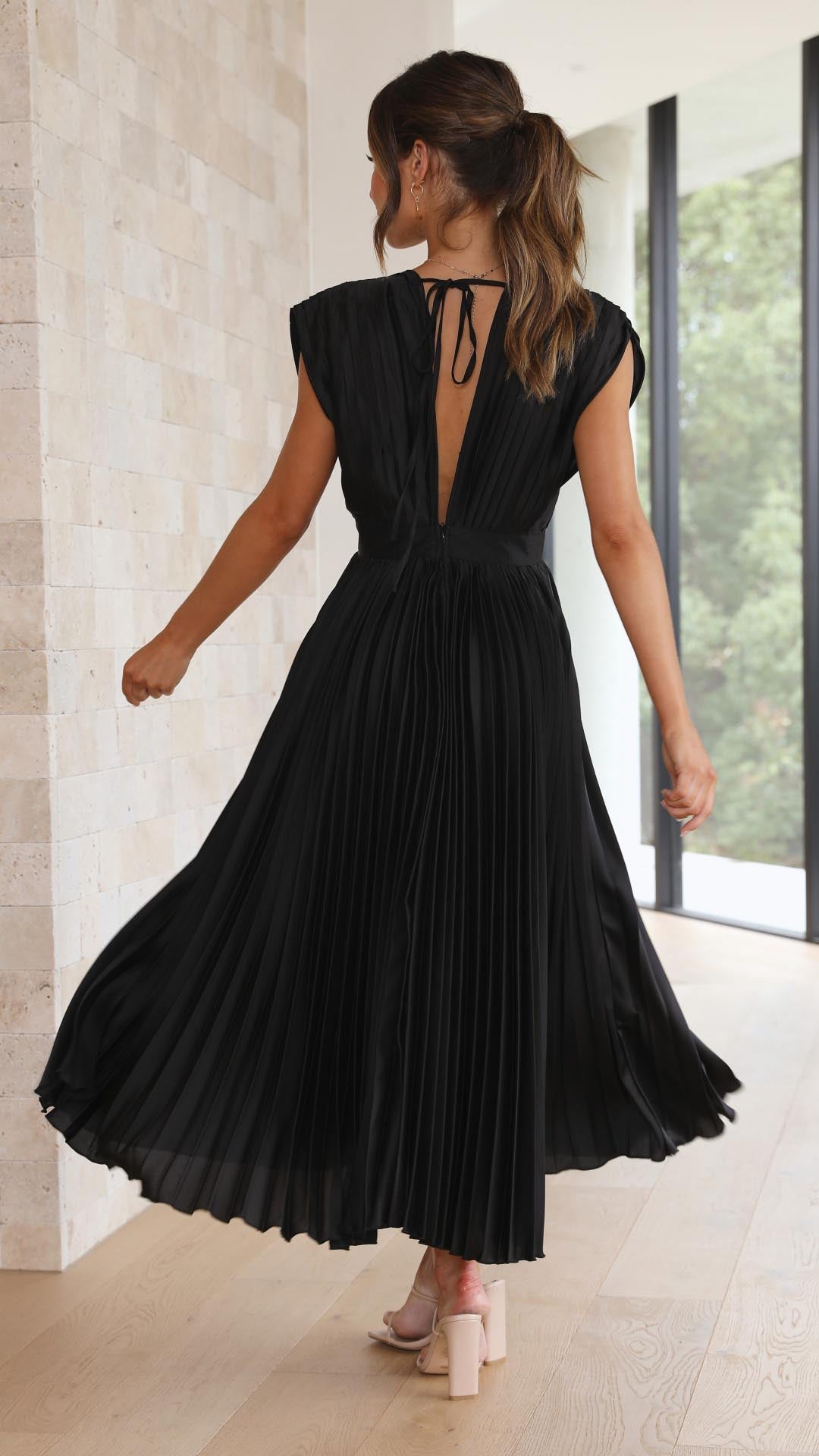 Juana · Vestido largo plisado drapeado – Silvia Morel