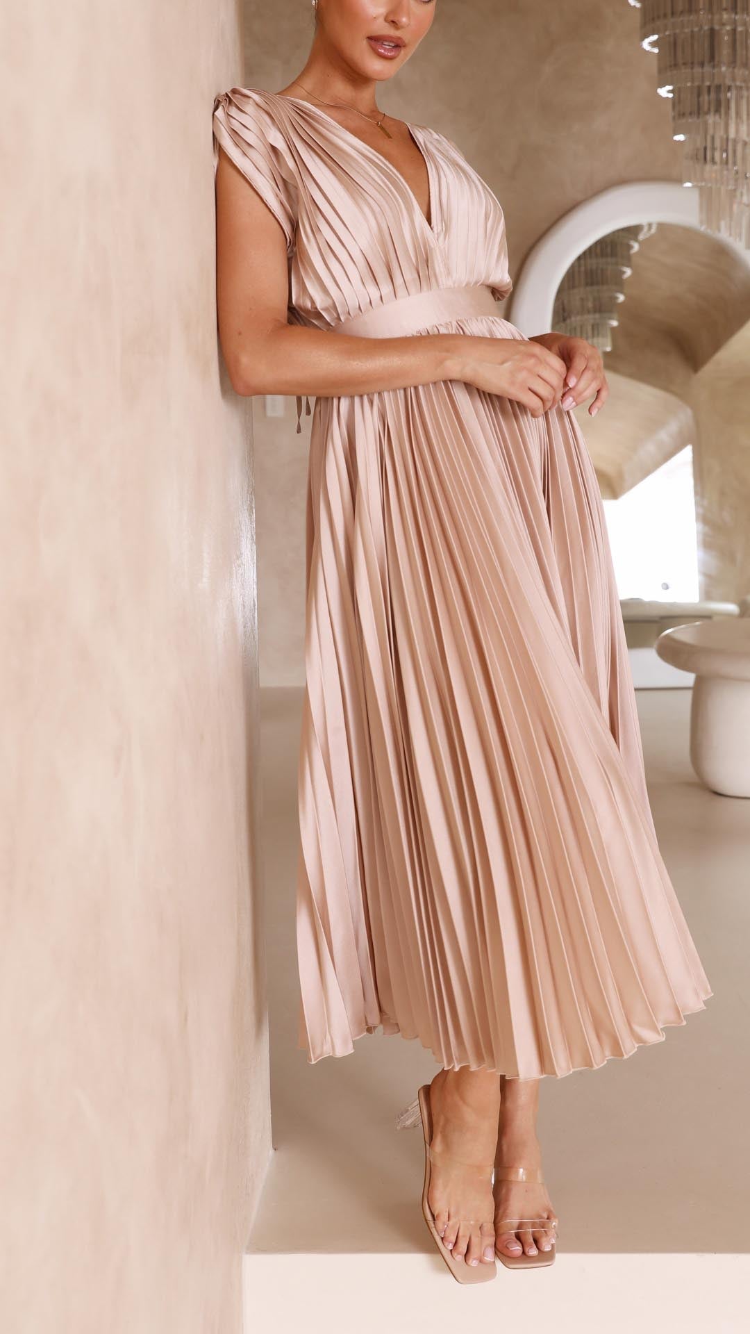 Juana · Vestido largo plisado drapeado – Silvia Morel