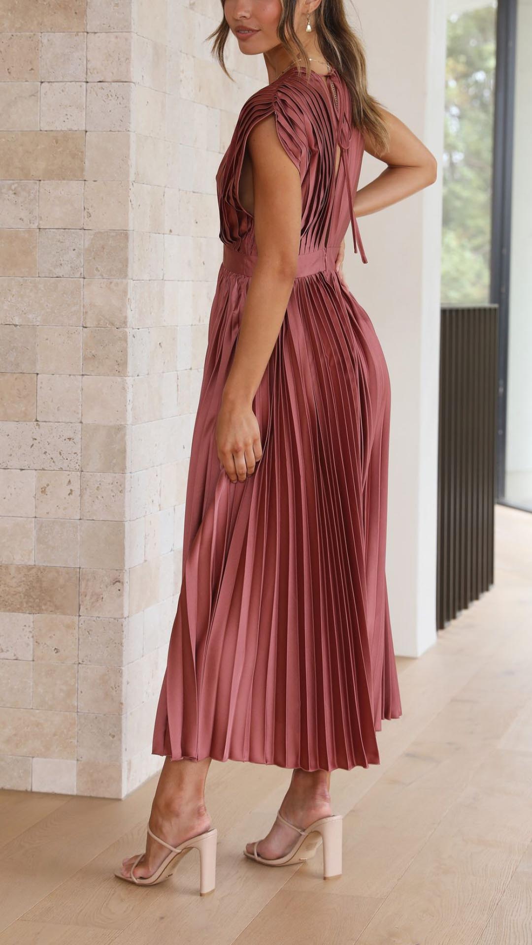 Juana · Vestido largo plisado drapeado – Silvia Morel