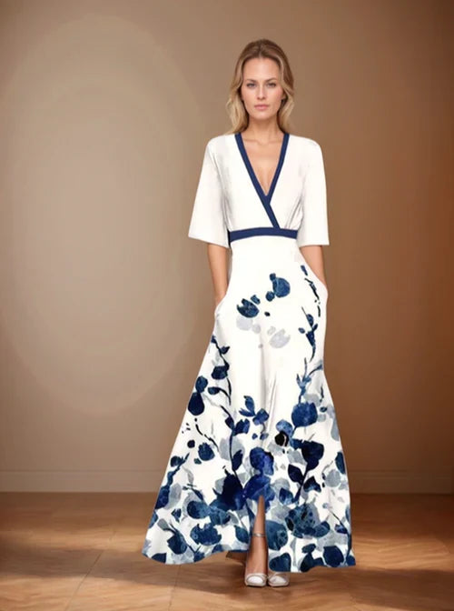 Rocío · Vestido largo cruzado floral – Silvia Morel