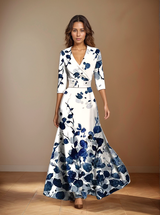 Rocío · Vestido largo cruzado floral – Silvia Morel