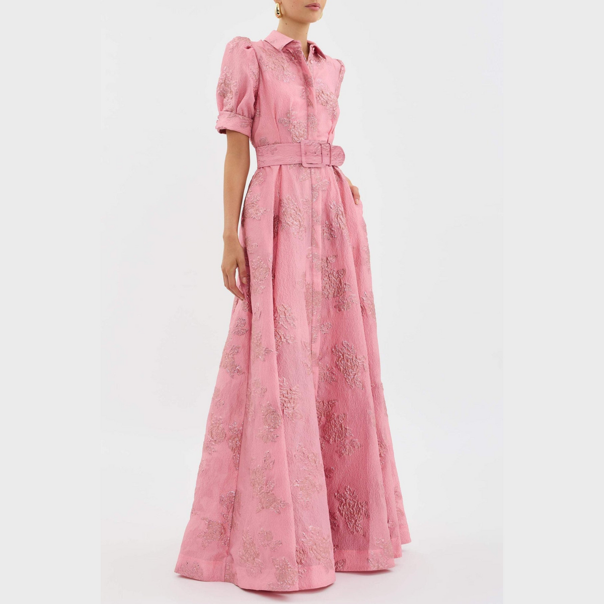 Carolina · Vestido rosa con mangas abullonadas – Silvia Morel