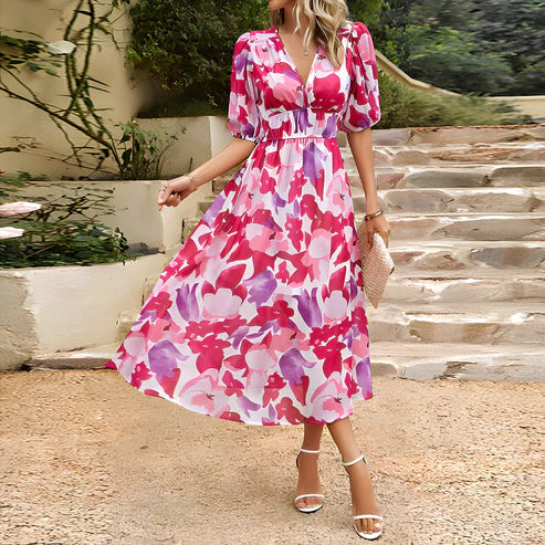 Leonora · Vestido midi con mangas abullonadas – Silvia Morel