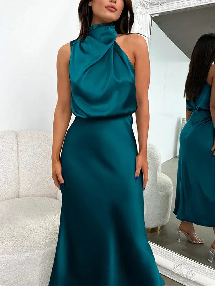 Leticia · Vestido largo sin mangas de gala – Silvia Morel