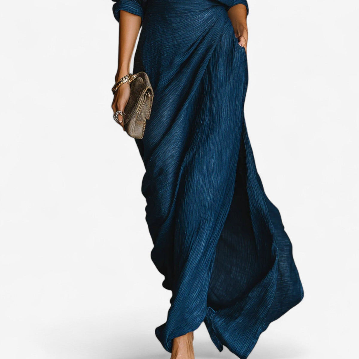 Océano · Vestido largo camisero azul – Silvia Morel